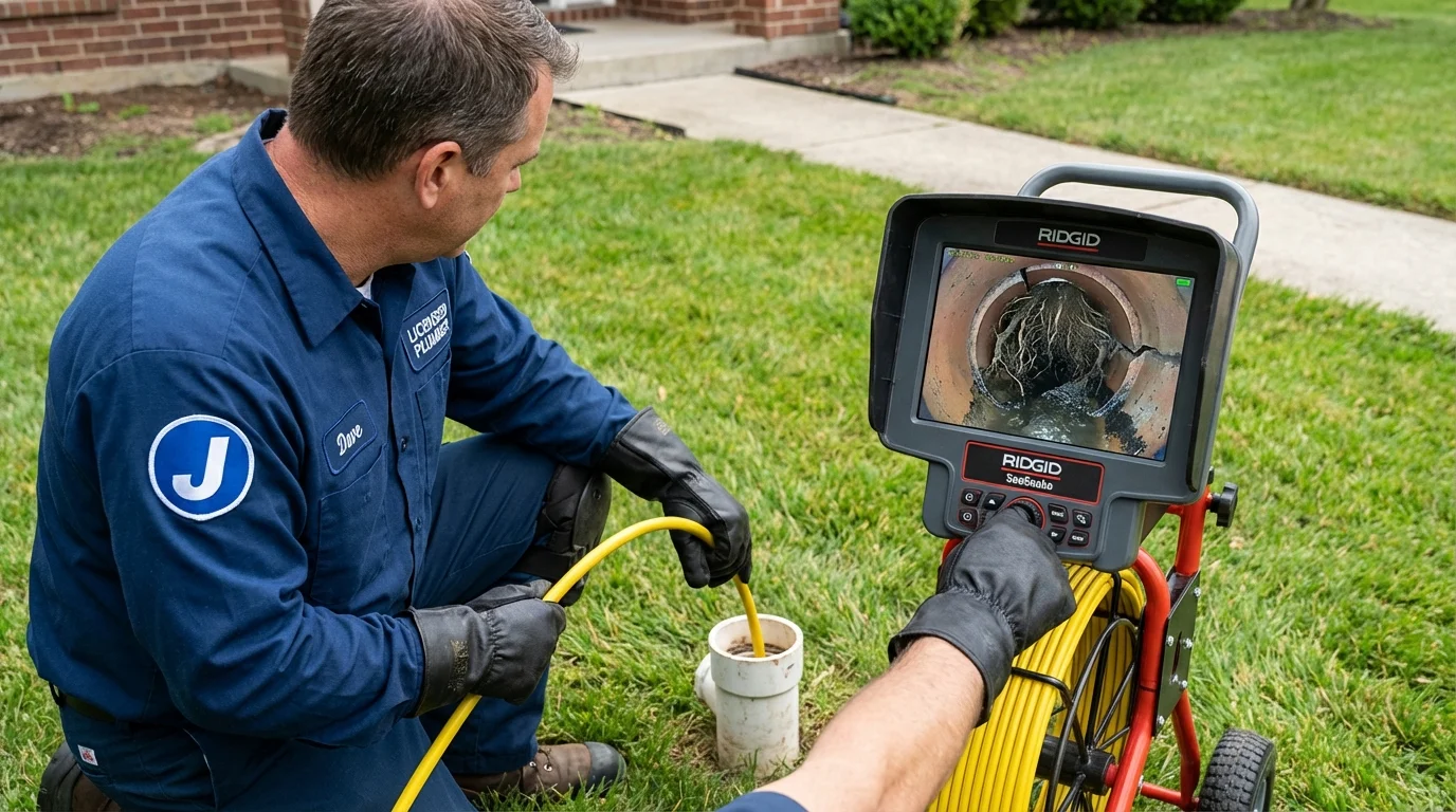 Sewer camera inspection being performed by Johns Plumbing LLC in Gilman